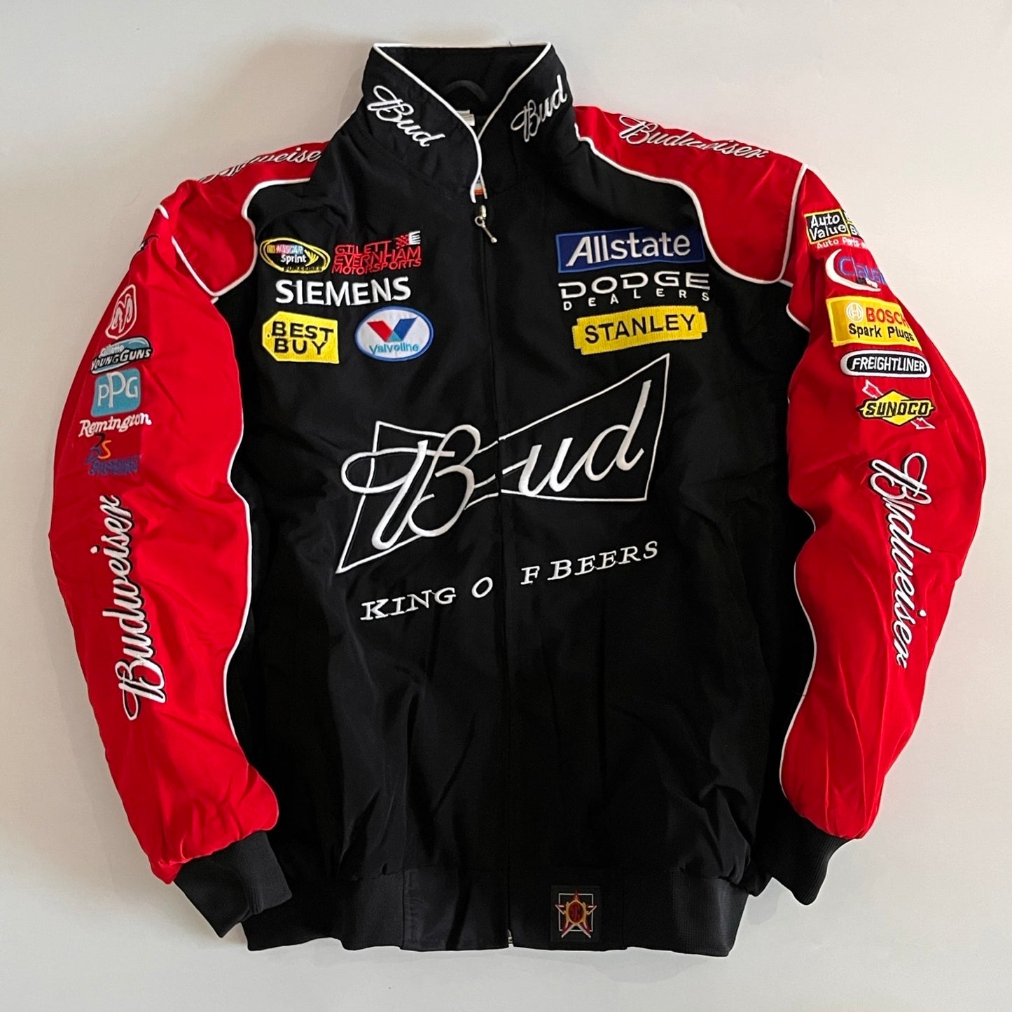Budweiser Racing Jacket – Black & Red NASCAR Embroidered Bomber