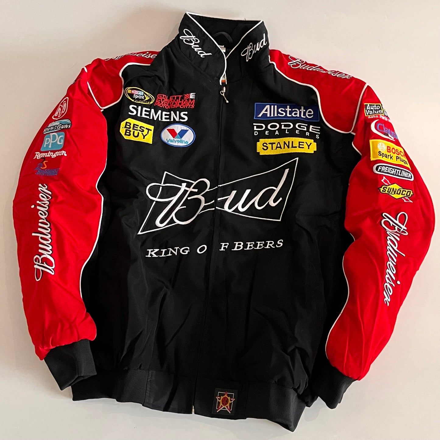 Budweiser Racing Jacket – Black & Red NASCAR Embroidered Bomber