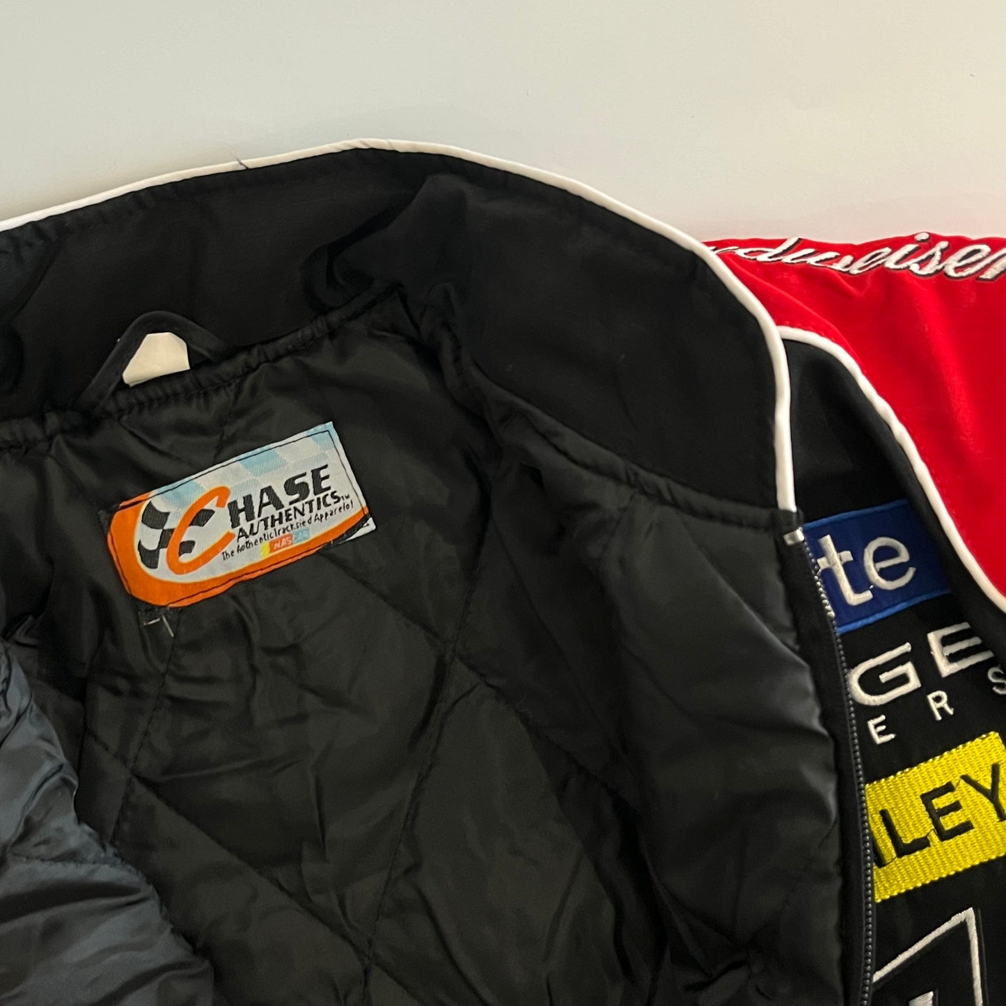 Budweiser Racing Jacket – Black & Red NASCAR Embroidered Bomber