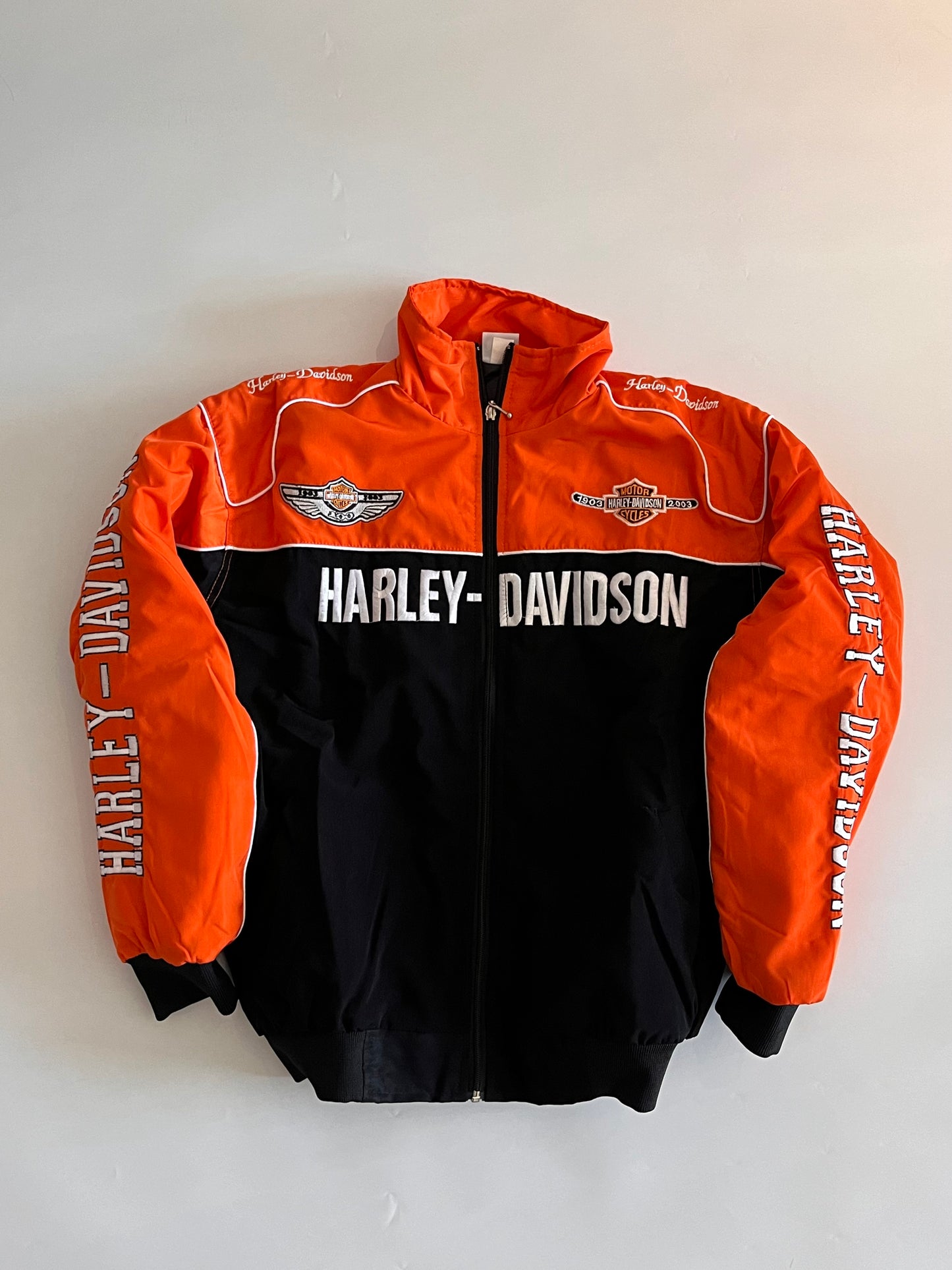 Harley Davidson Racing Jacket – Orange & Black Motorcycle Style