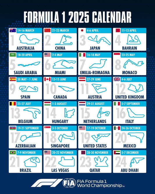 2025 Formula One Race Schedule Released