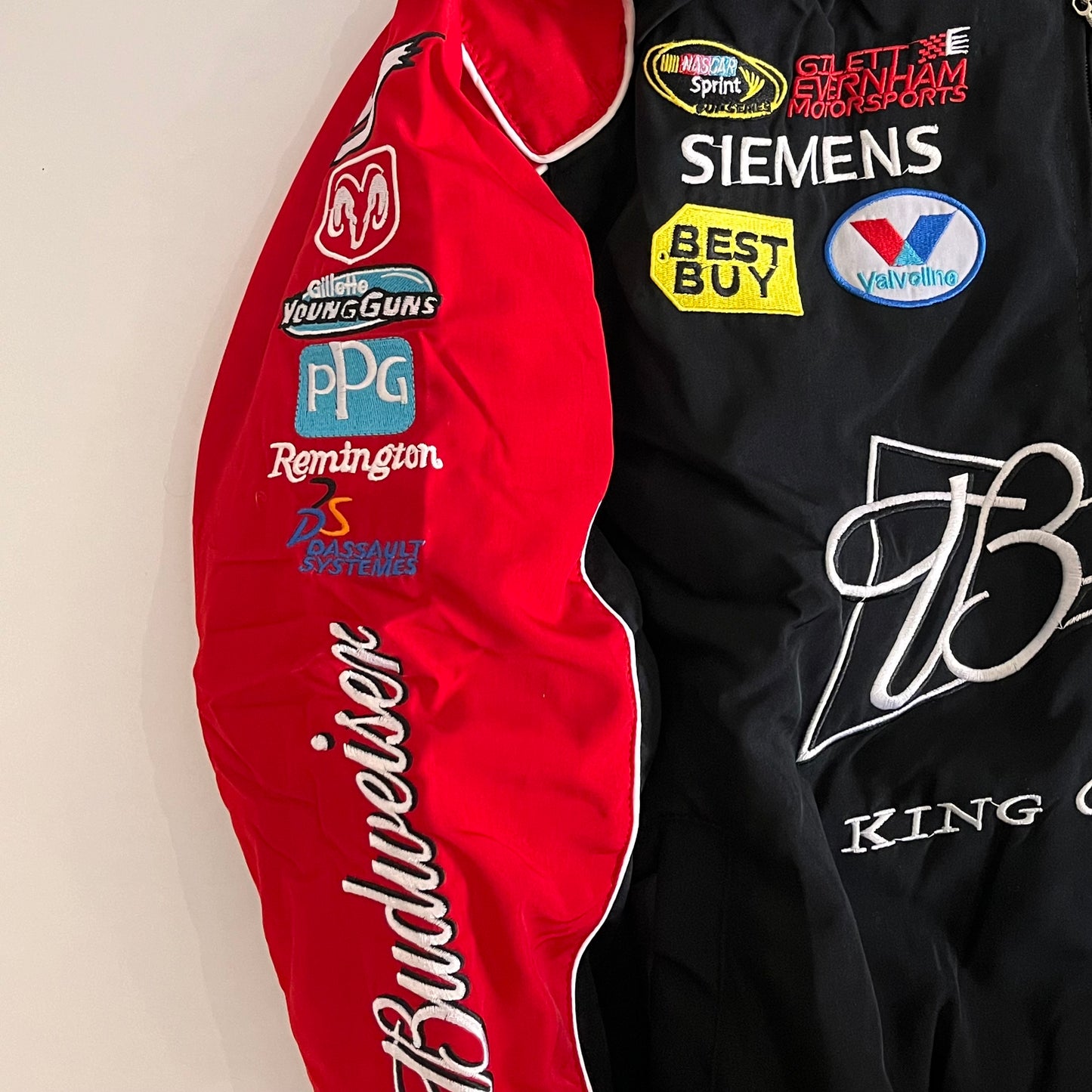 Budweiser Racing Jacket – Black & Red NASCAR Embroidered Bomber