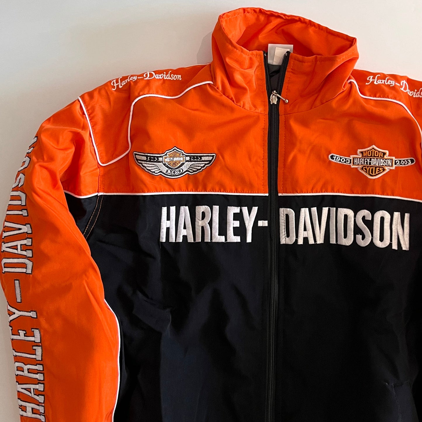 Harley Davidson Racing Jacket – Orange & Black Motorcycle Style